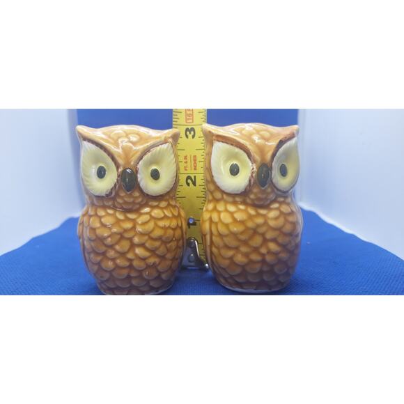 Ceramic Owl Salt & Pepper Shaker Set- Vintage- 3" Tall - Picture 7 of 7
